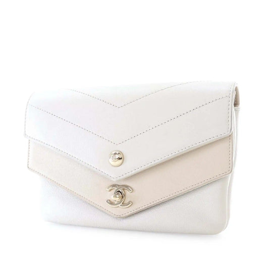 Chanel Quilted Sheepskin Double Chevron Belt Bag