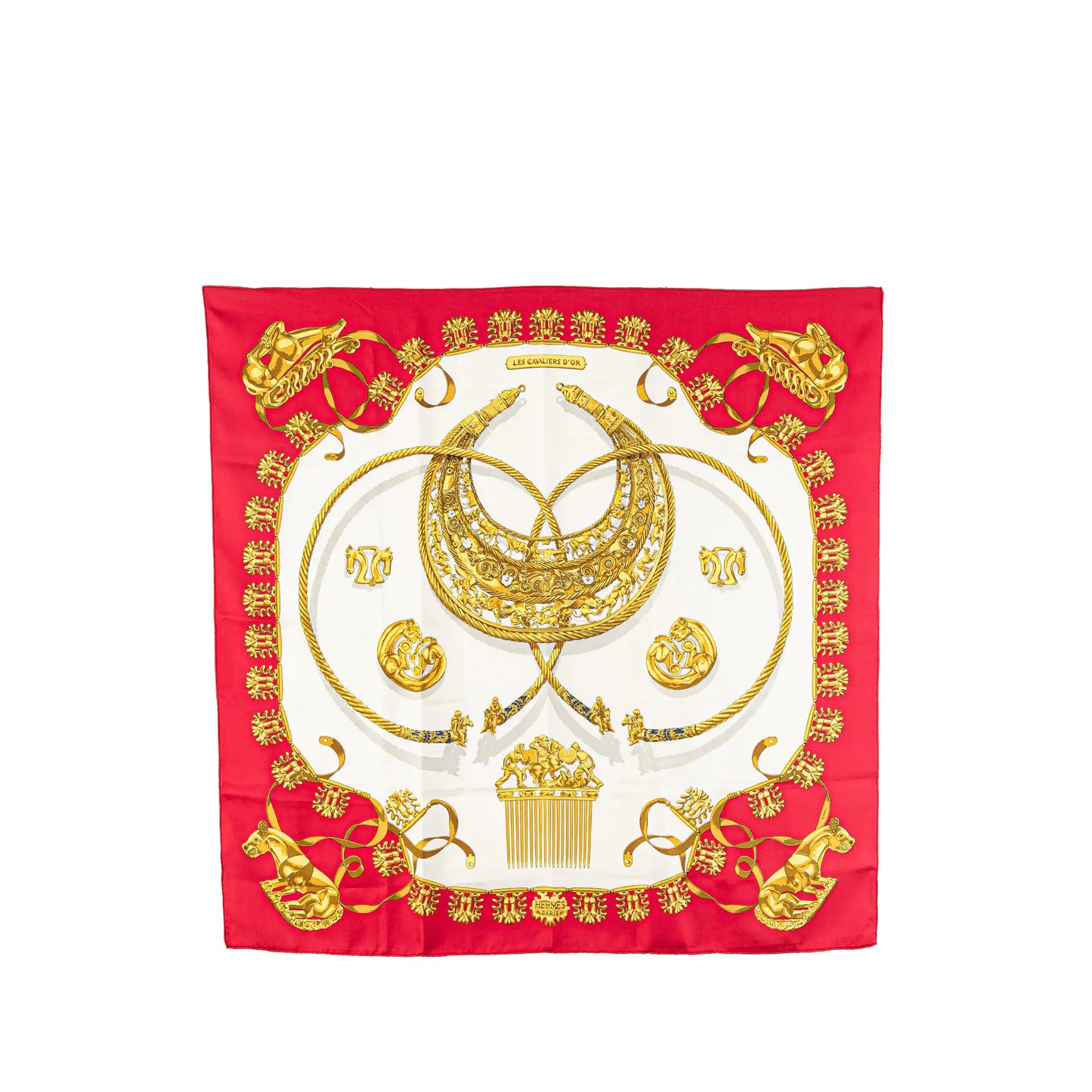 Hermès Les Cavalier d Or Silk Scarf