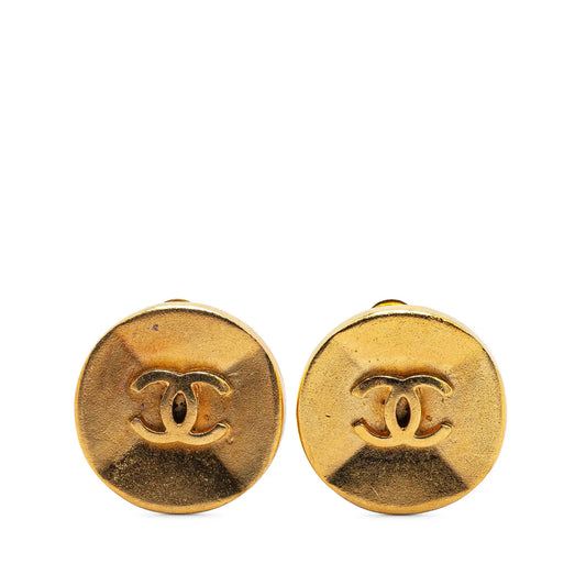 Chanel Gold Plated CC Clip on Earrings