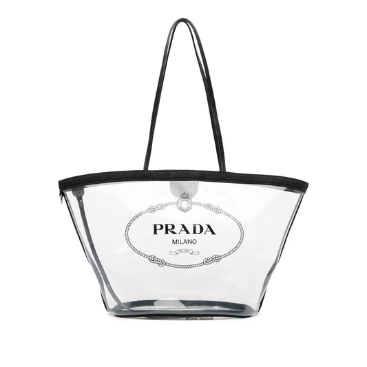 Prada PVC Canapa Logo Shopper Tote