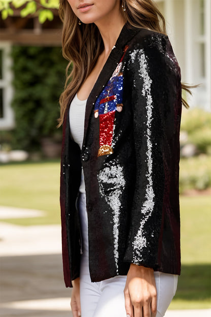 She Wears Glory “Victory March” Sequin Nutcracker Long Sleeve Blazer - She Wears Glory Beverly Hills