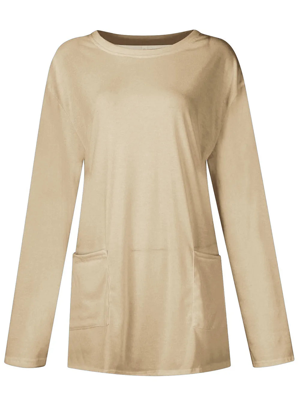 She Wears Glory™ Full Size Pocketed Round Neck Long Sleeve T-Shirt - She Wears Glory Beverly Hills