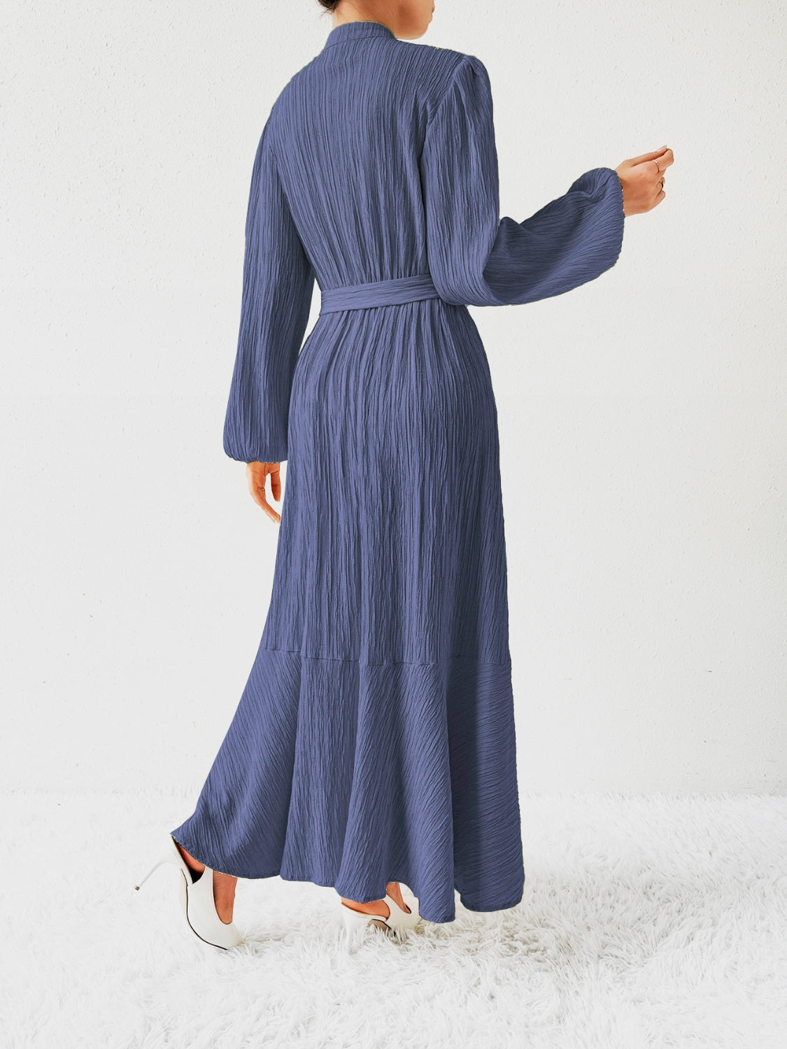 She Wears Glory™ “Honeyed Honor” Tie Waist Long Sleeve Dress - She Wears Glory Beverly Hills