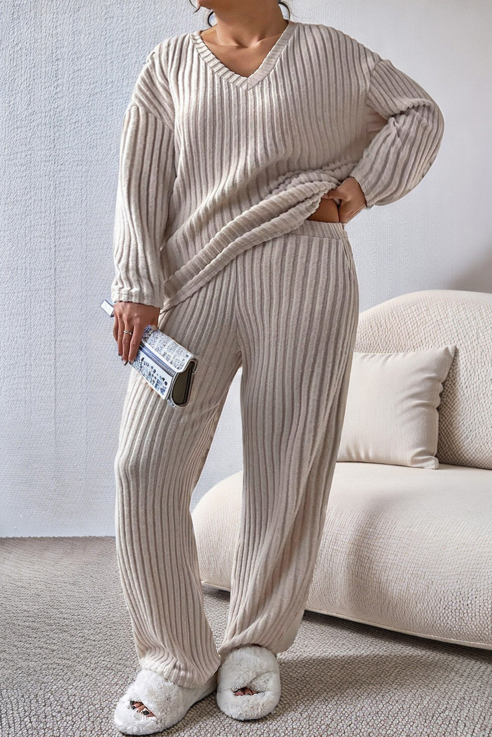 She Wears Glory™ “Serene Majesty” Plus Size Ribbed Two-Piece Set - She Wears Glory Beverly Hills
