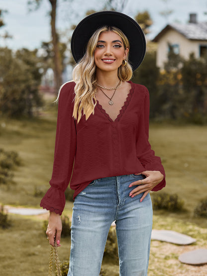She Wears Glory™ — Adorned in Honor Lace Flounce Blouse - She Wears Glory Beverly Hills