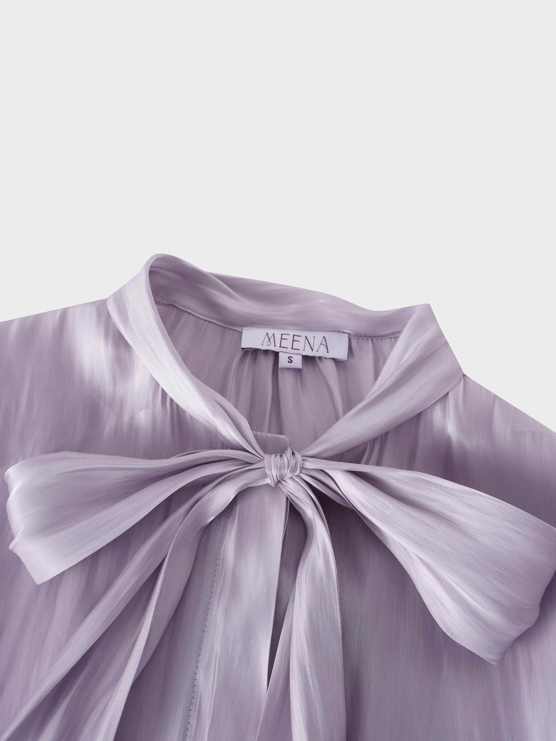 Shimmer Tie Blouse-Grey-2