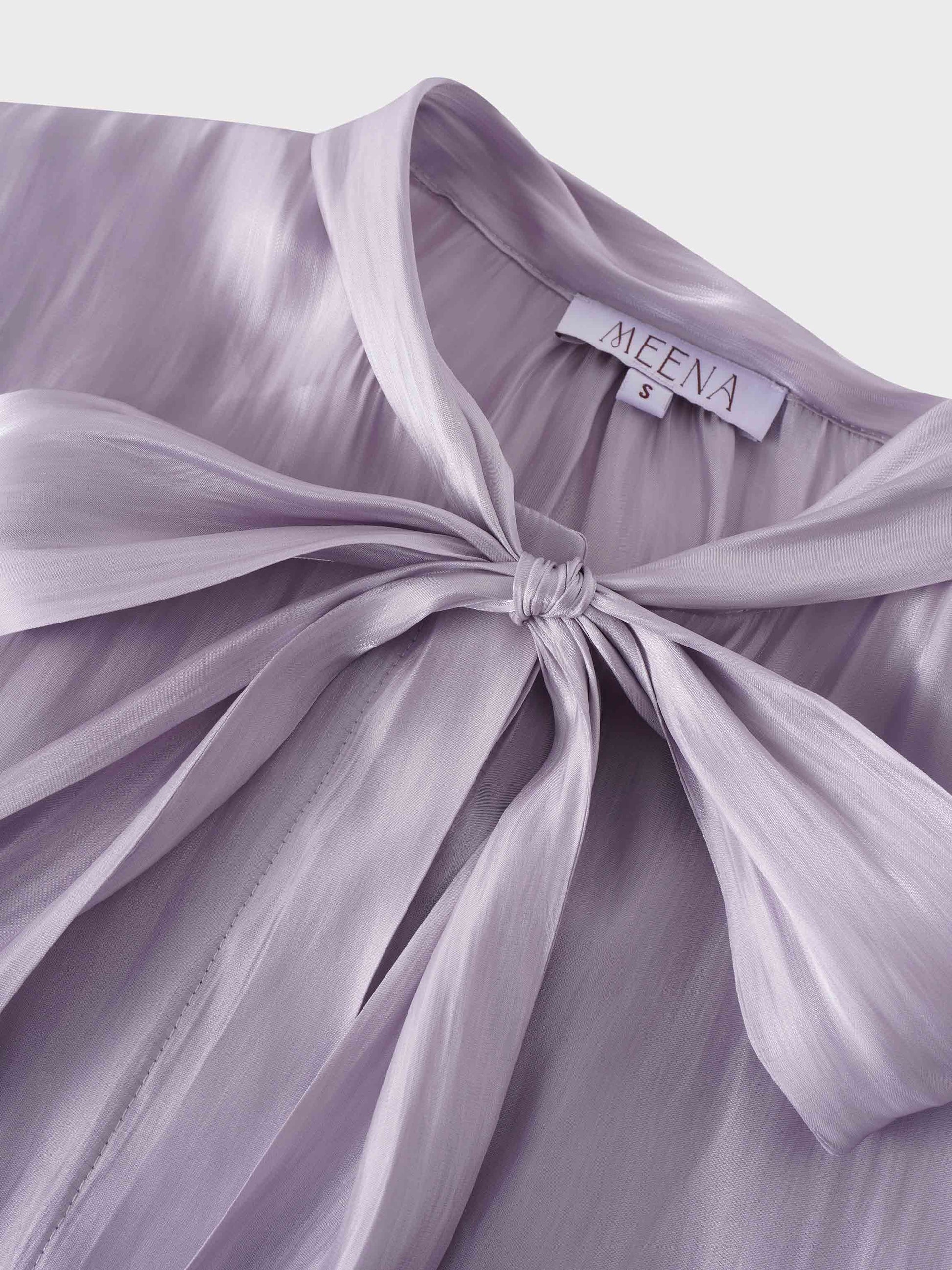 Shimmer Tie Blouse-Grey-3