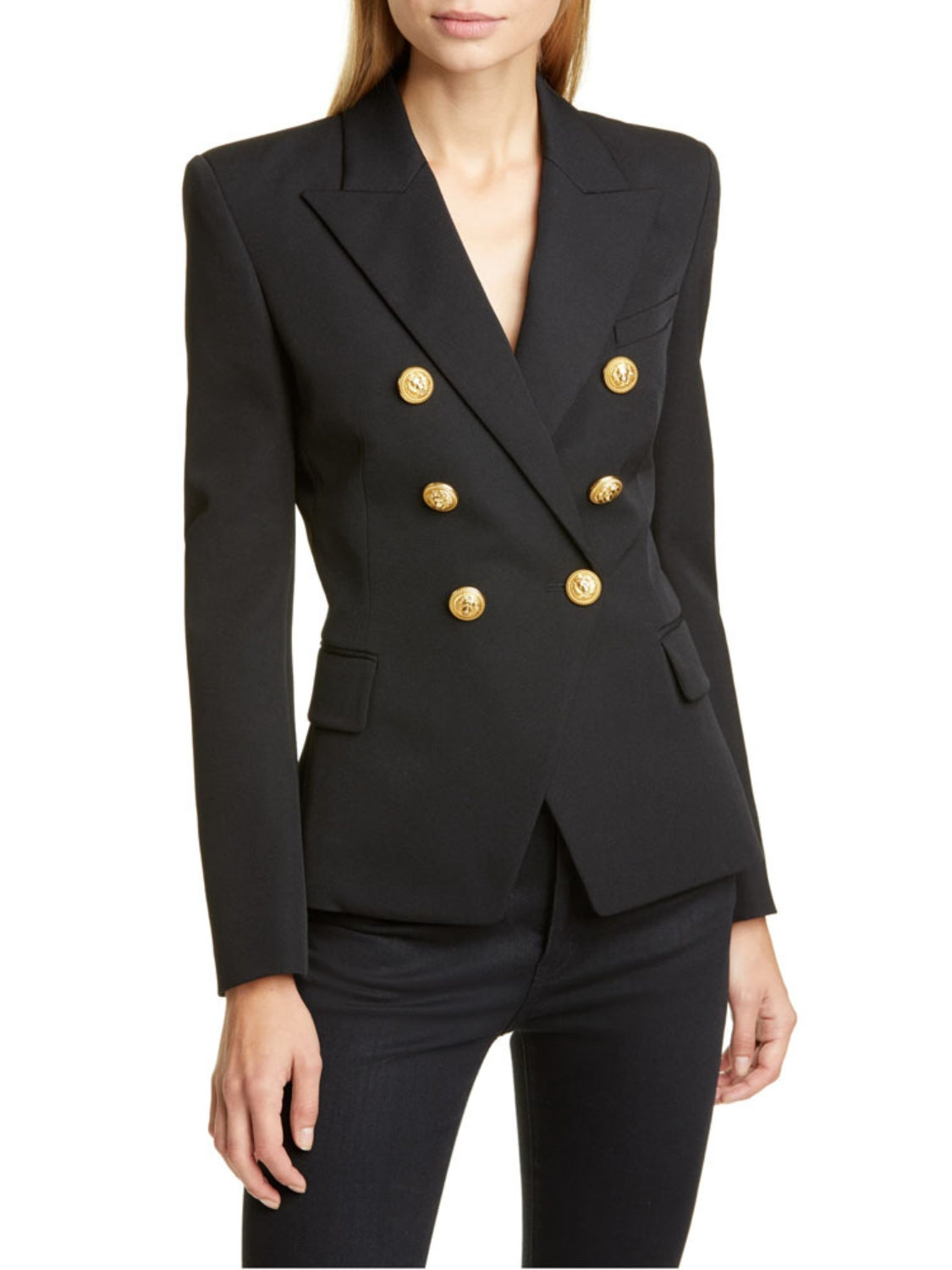 She Wears Glory “Established in Grace” Lapel Collar Buttoned Blazer - She Wears Glory Beverly Hills