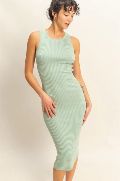 She Wears Glory “Anna in the Temple” Sleeveless Ribbed Knit Midi Dress - She Wears Glory Beverly Hills