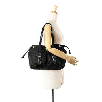 Prada Tessuto Double Pocket Drawstring Shopping Tote
