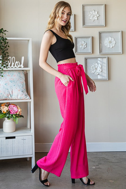 She Wears Glory™ “Walk of Purpose” Front Tie Paperbag Waist Pants - She Wears Glory Beverly Hills