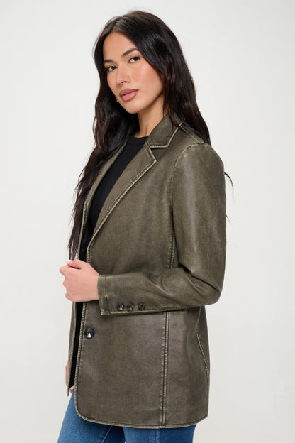 She Wears Glory “Anointed & Untamed” Vegan Leather Blazer - She Wears Glory Beverly Hills