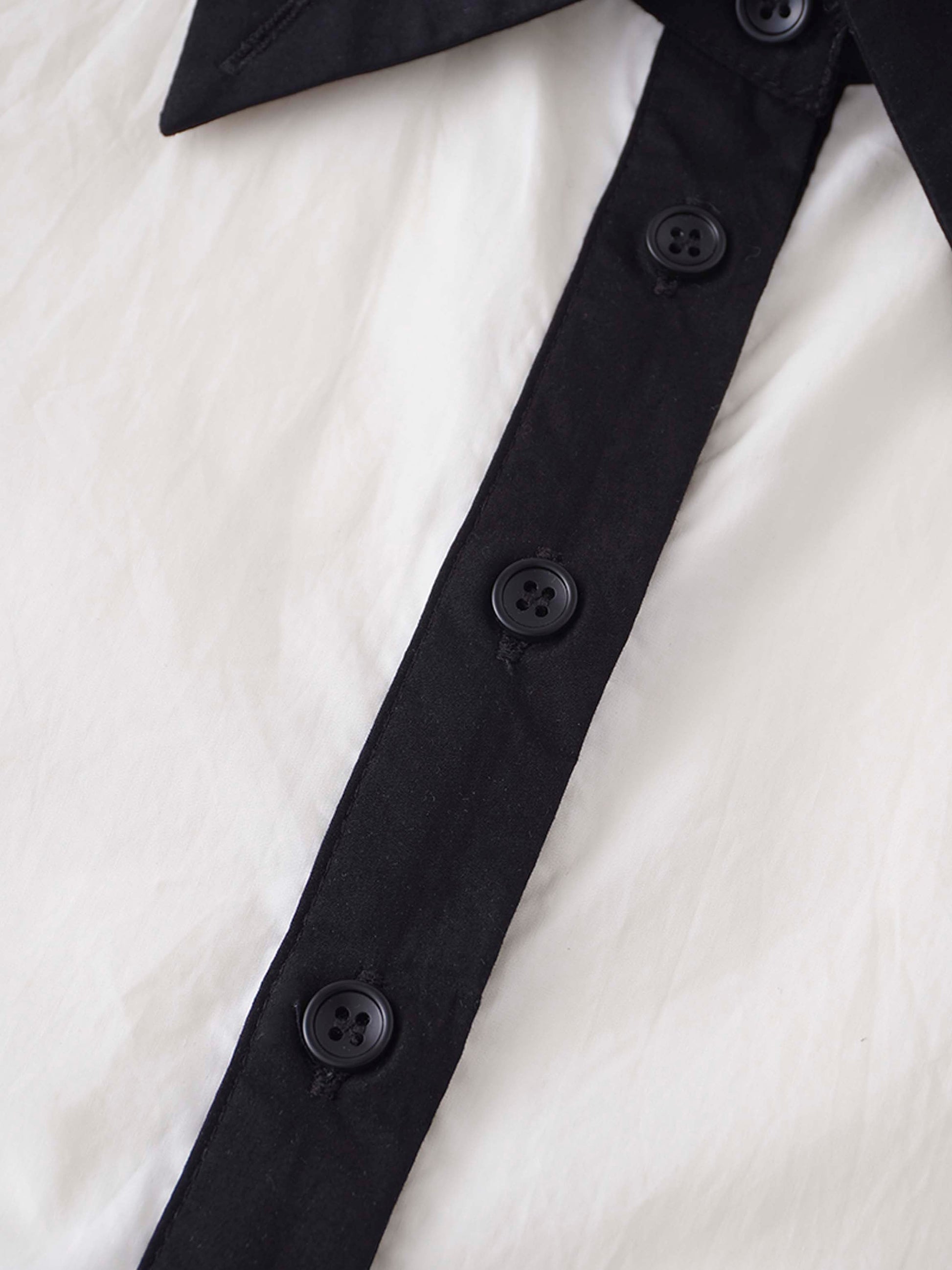 Long Button Down Shirtdress-Black Trimmed-3