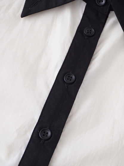 Long Button Down Shirtdress-Black Trimmed-3