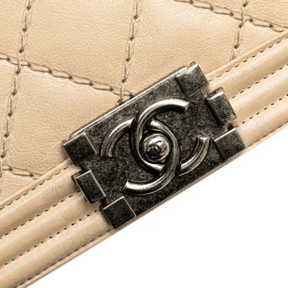 Chanel Old Medium Aged Calfskin Double Stitch Boy Flap