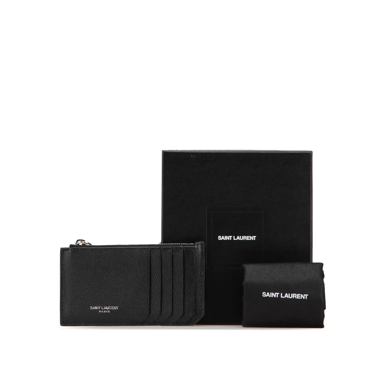 Saint Laurent Grain de Poudre Fragments Zipped Card Case