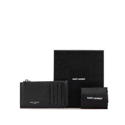 Saint Laurent Grain de Poudre Fragments Zipped Card Case