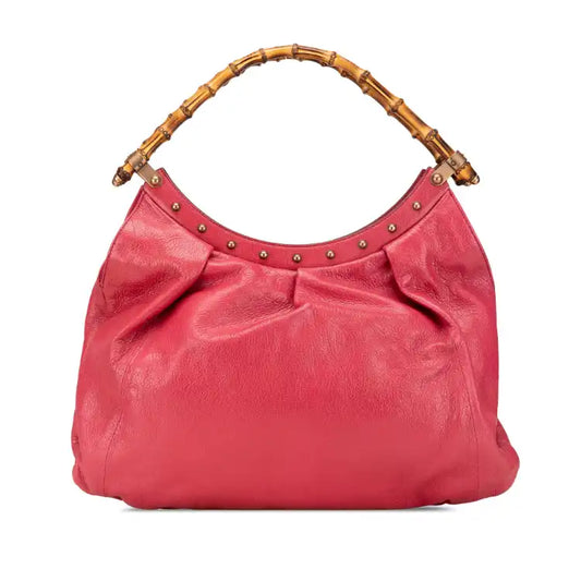 Gucci Leather Bamboo Studded Hobo