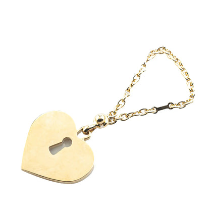 Chanel Gold  Plated Rhinestone CC Heart Charm