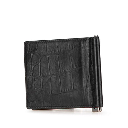Saint Laurent Croc Embossed Leather Bifold Money Clip