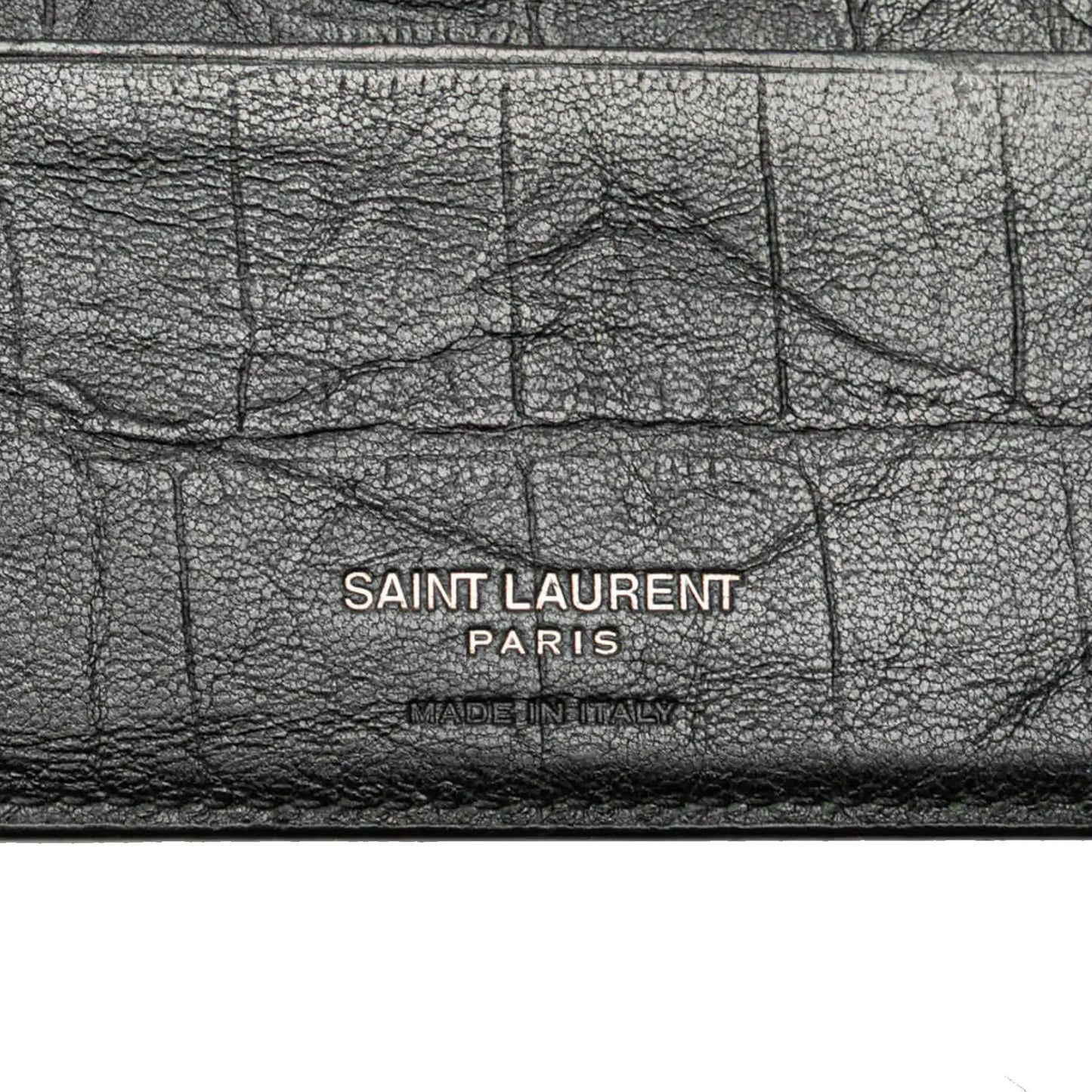 Saint Laurent Croc Embossed Leather Bifold Money Clip