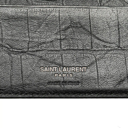 Saint Laurent Croc Embossed Leather Bifold Money Clip