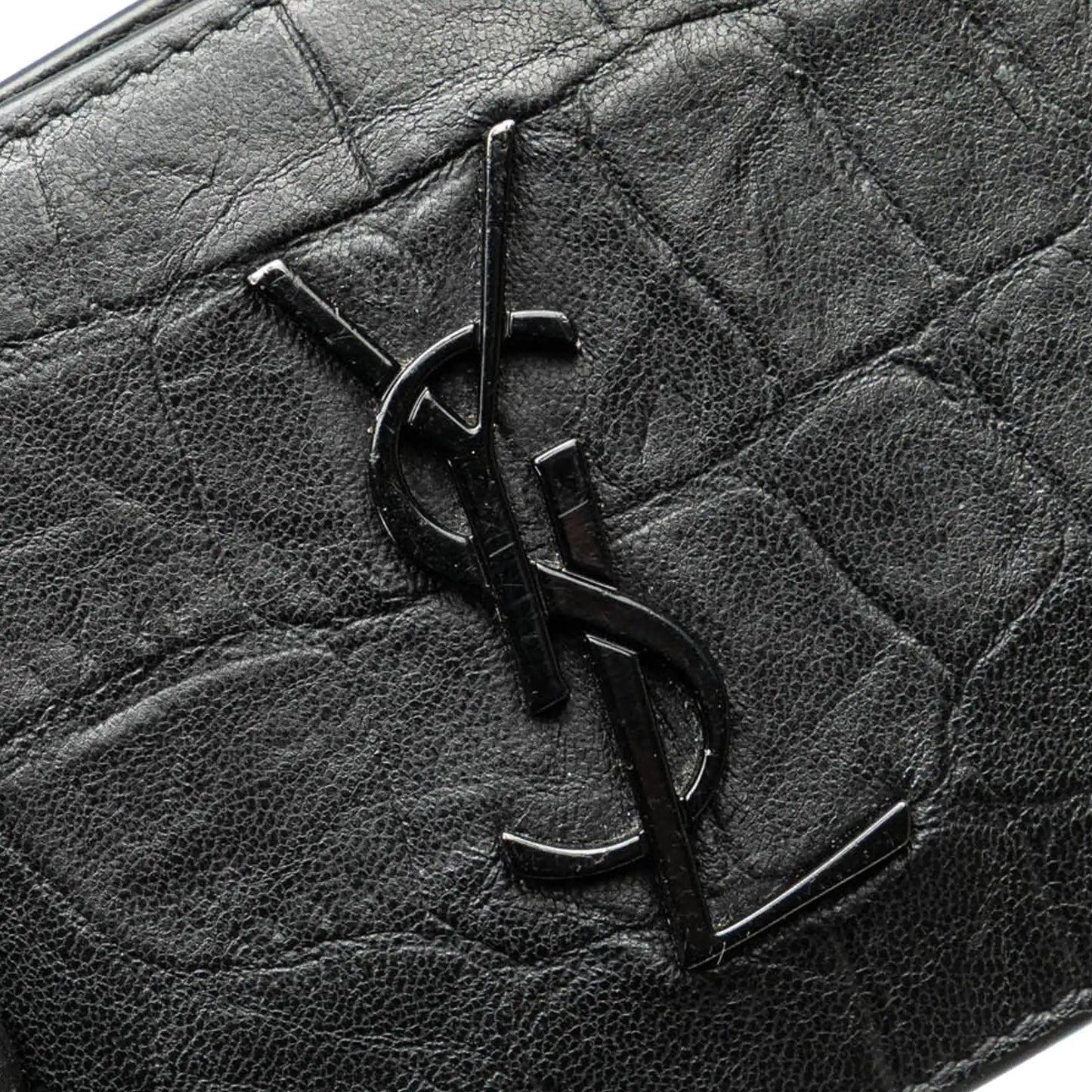 Saint Laurent Croc Embossed Leather Bifold Money Clip