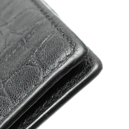 Saint Laurent Croc Embossed Leather Bifold Money Clip