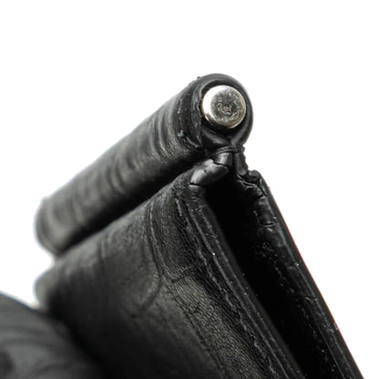 Saint Laurent Croc Embossed Leather Bifold Money Clip