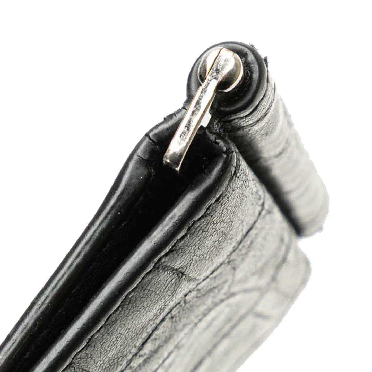 Saint Laurent Croc Embossed Leather Bifold Money Clip