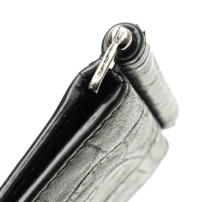 Saint Laurent Croc Embossed Leather Bifold Money Clip