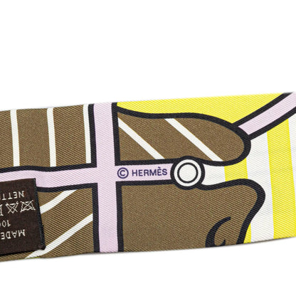 Hermès Quadrige Bayadere Silk Twilly Scarf