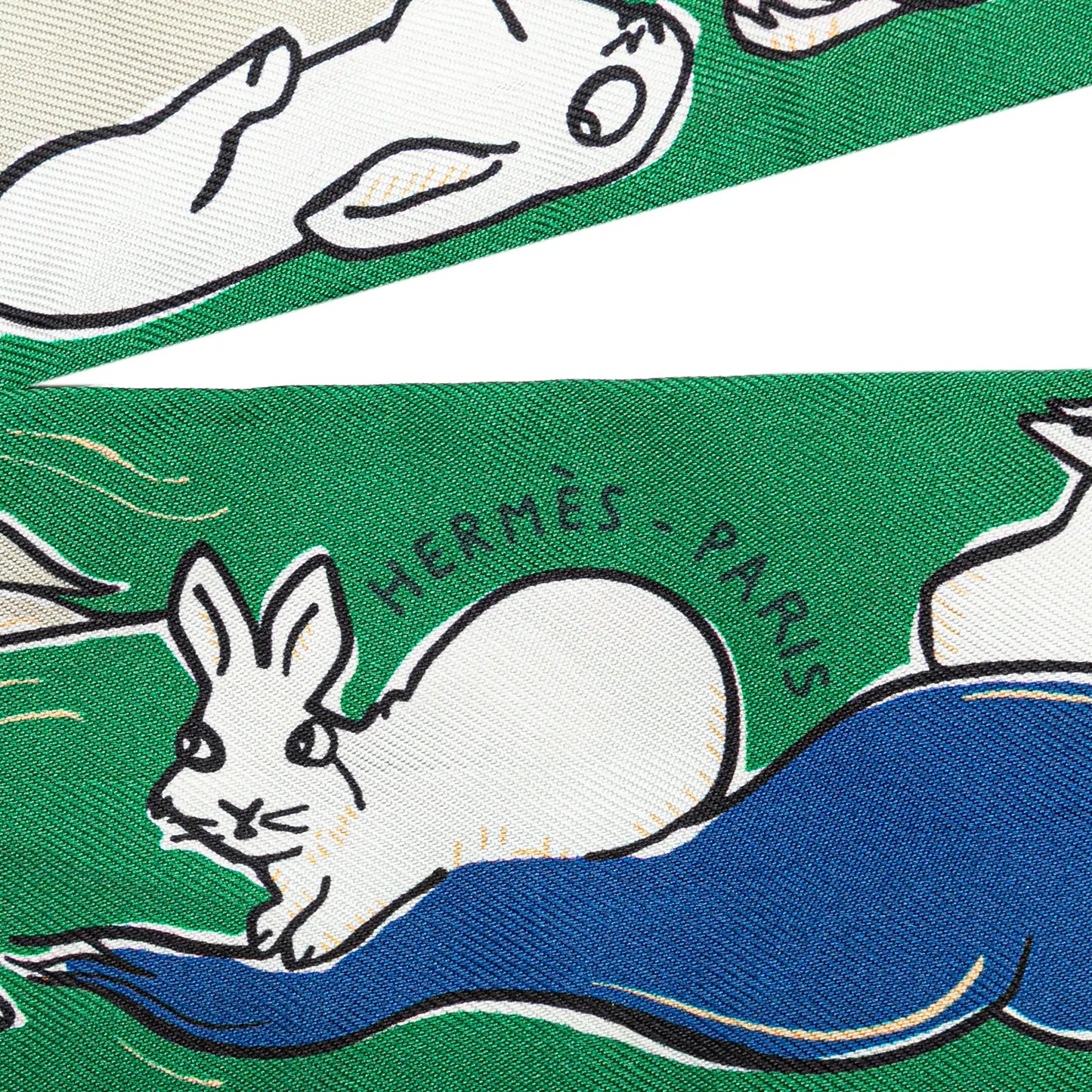 Hermès Mille et Un Lapins Silk Twilly Scarf