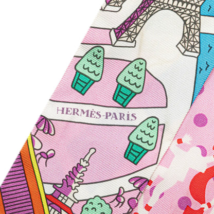 Hermès Les Nouveaux Amoureux de Paris Twilly Silk Scarf