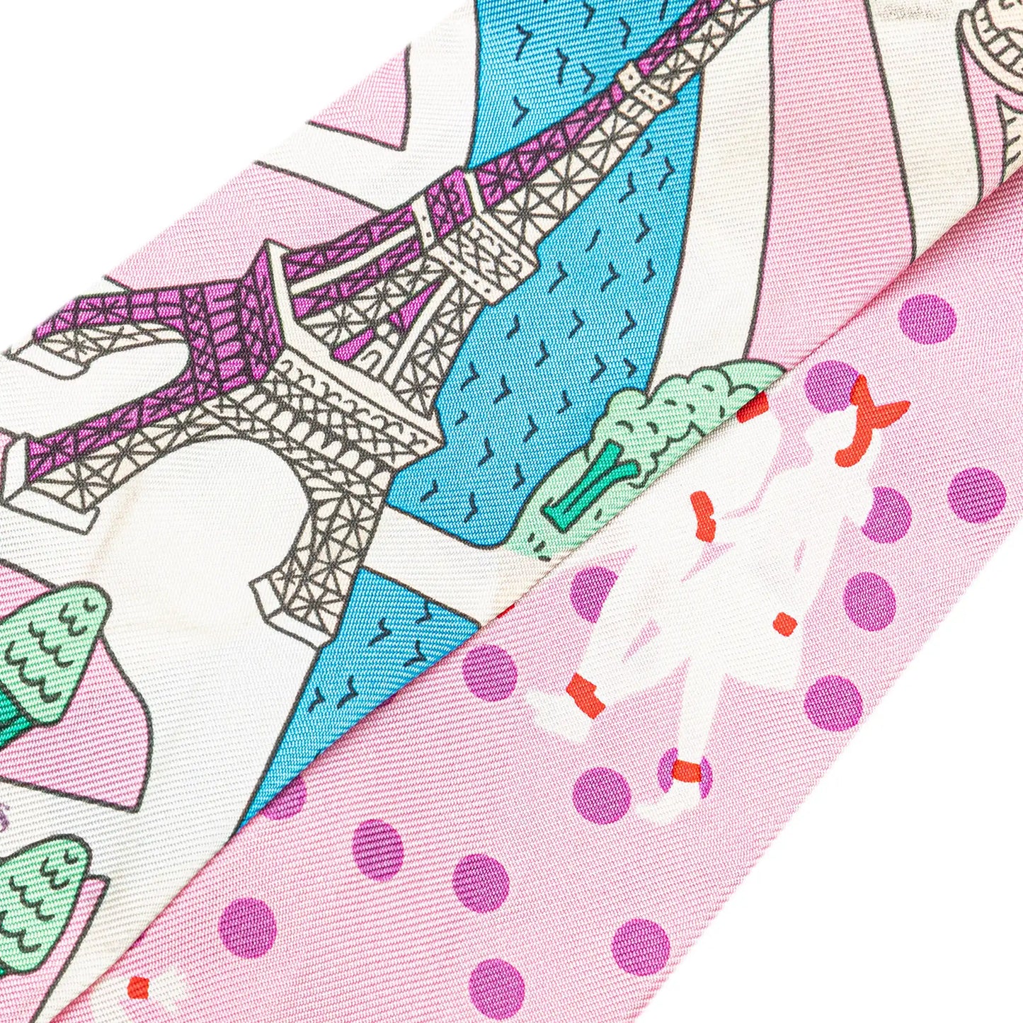 Hermès Les Nouveaux Amoureux de Paris Twilly Silk Scarf