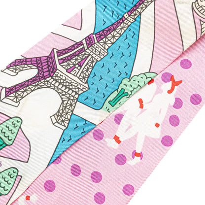 Hermès Les Nouveaux Amoureux de Paris Twilly Silk Scarf