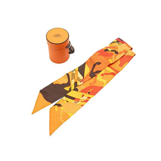Hermès Ex Libris En Camouflage Silk Twilly Scarf