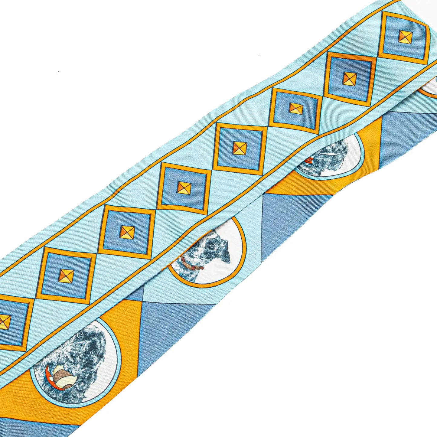 Hermès Colliers Et Chiens Forever Silk Twilly Scarf