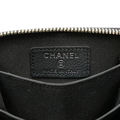 Chanel CC Quilted Calfskin Wild Stitch Zip Coin Purse
