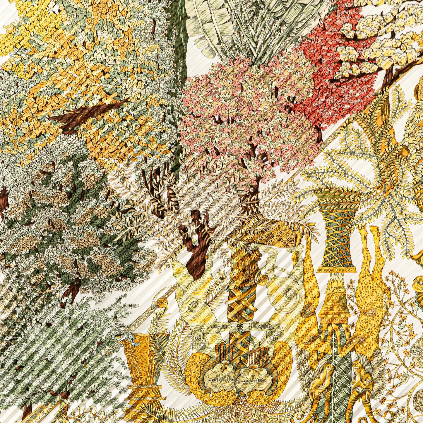 Hermès Les Legendes de L Arbre Pleated Silk Scarf