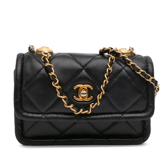 Chanel Mini Lambskin Button On Top Flap