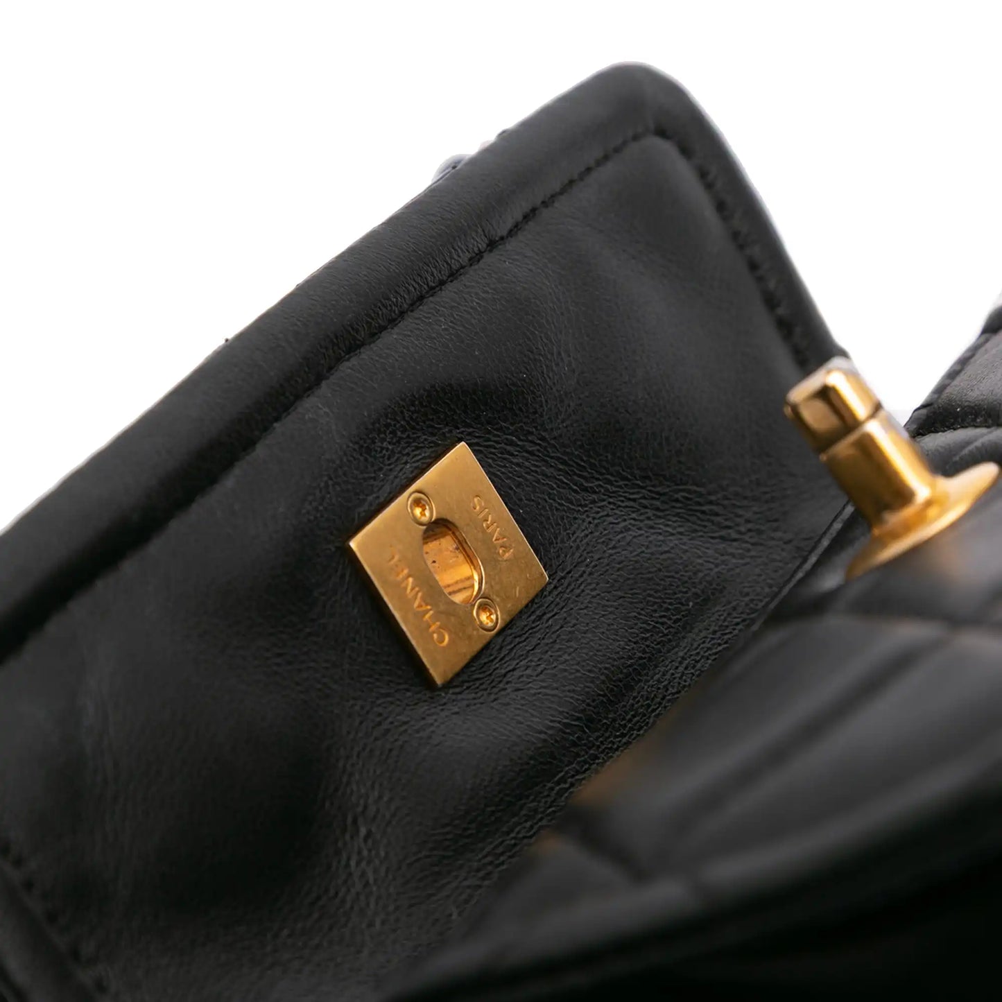 Chanel Mini Lambskin Button On Top Flap