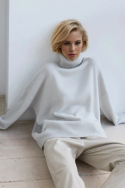She Wears Glory™ Turtleneck Dropped Shoulder Long Sleeve Sweater - She Wears Glory Beverly Hills