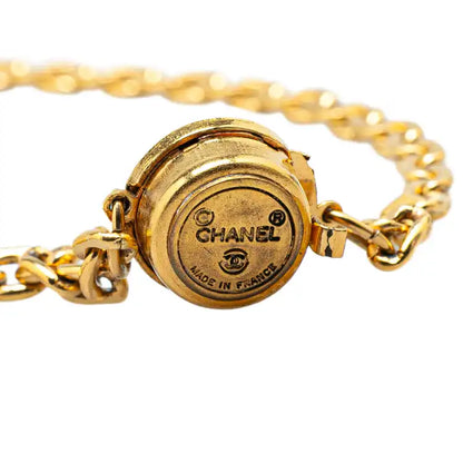 Chanel Gold Plated CC Station Chain Link Necklace