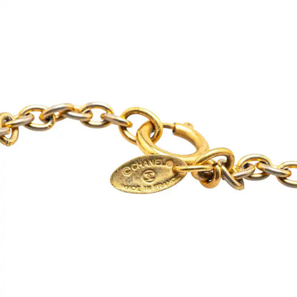 Chanel Gold Plated CC Quilted Pendant Necklace