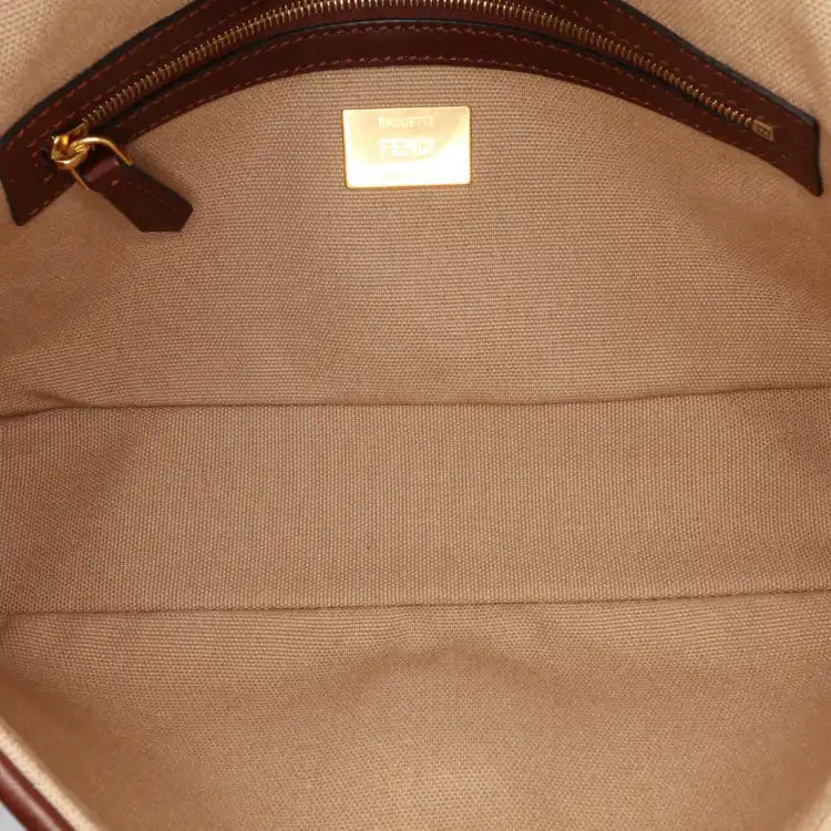 Fendi Medium Embroidered Canvas Baguette Satchel