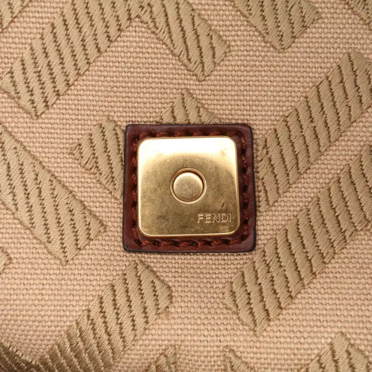 Fendi Medium Embroidered Canvas Baguette Satchel