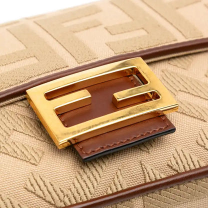 Fendi Medium Embroidered Canvas Baguette Satchel
