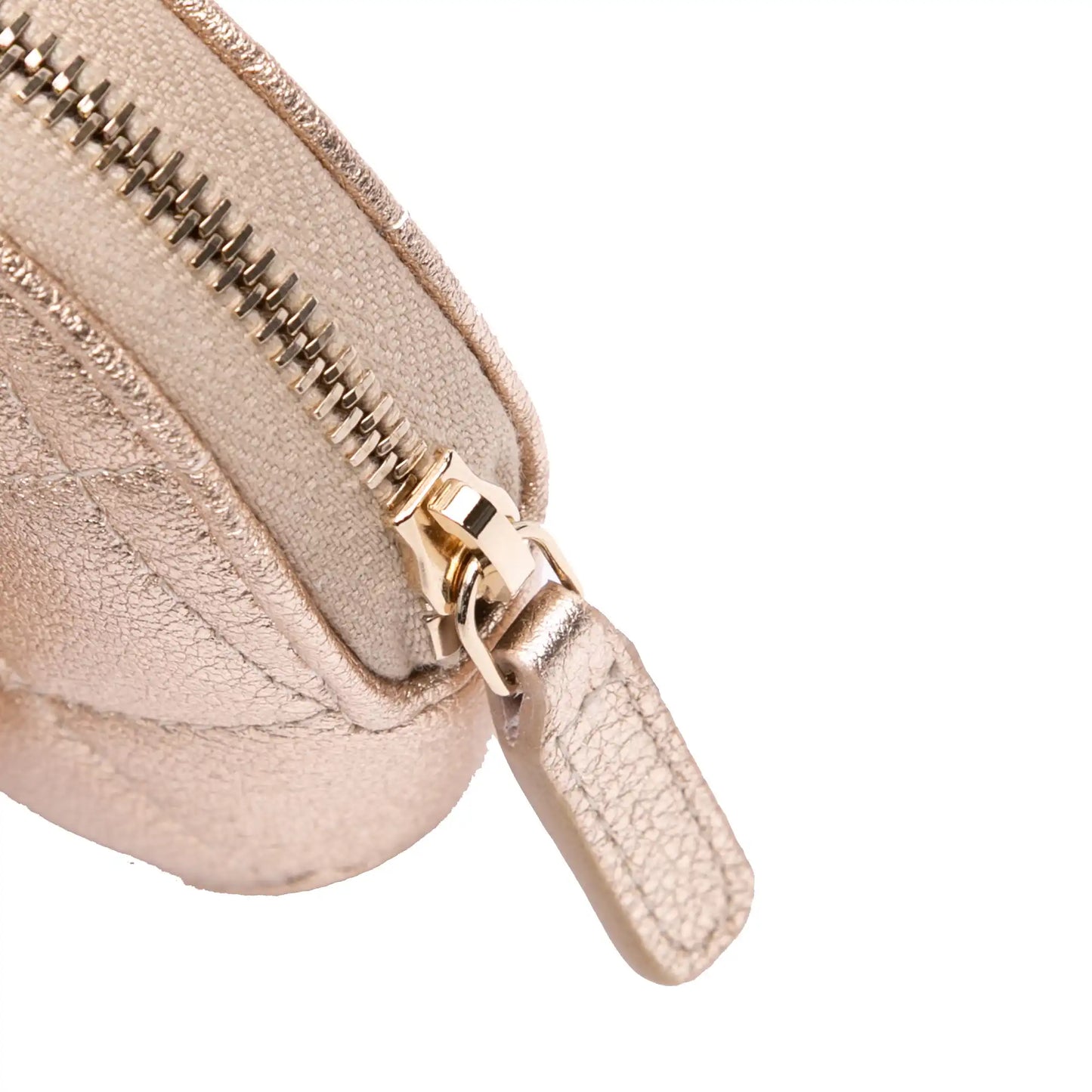 Chanel Metallic Quilted Lambskin Round Clip On Coin Purse Airpods Case