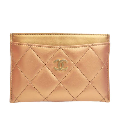 Chanel CC Quilted Metallic Lambskin Card Holder